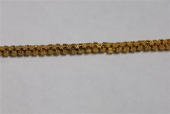 A Victorian gold fancy cluster link guard chain, 134cm.